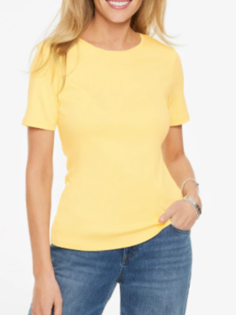 Talbots Cotton Crewneck Yellow Short Sleeve Tee NWT Asst Szs